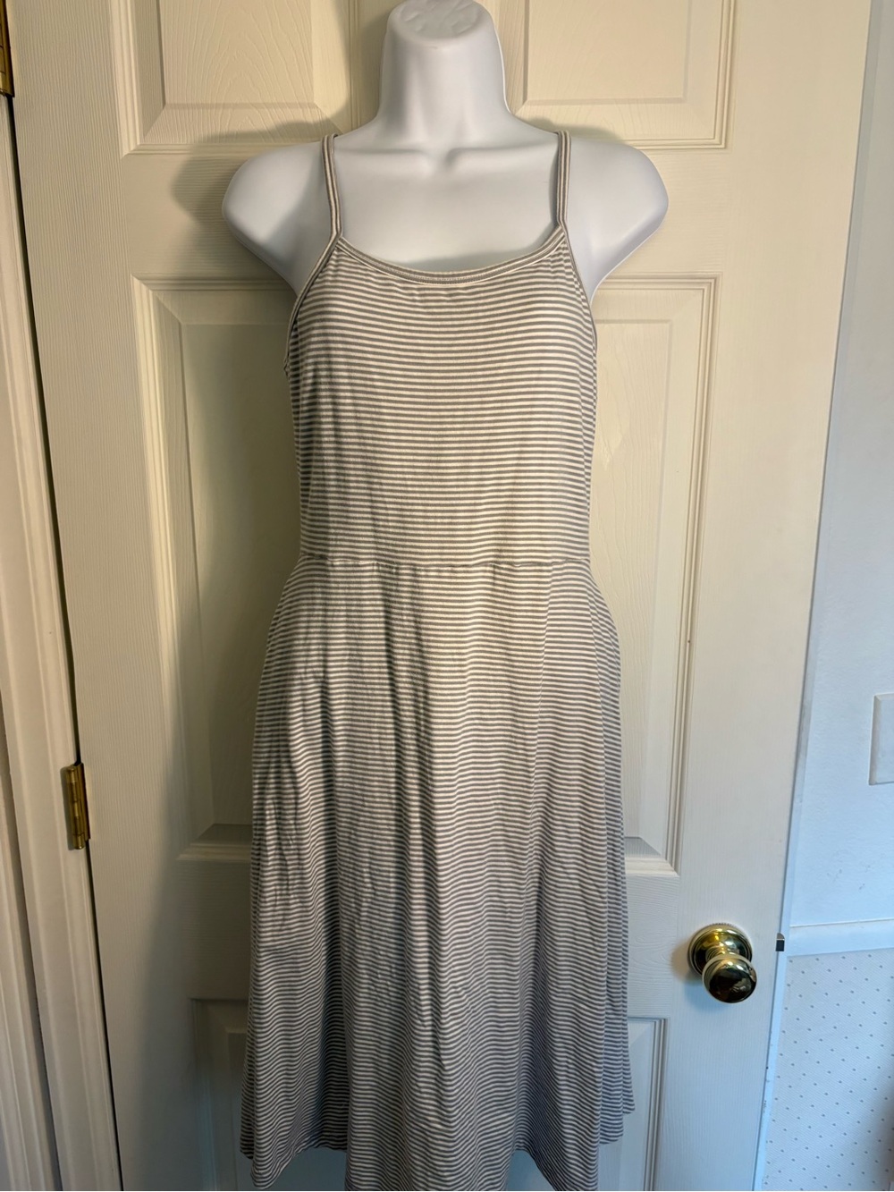 Pact Black and White Striped Midi Sundress